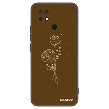 Picasee crna silikonska maskica za Xiaomi Redmi 10C - Brown flowers
