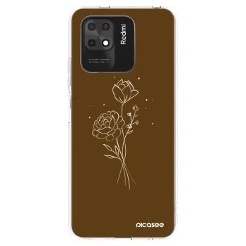 Picasee silikonska prozirna maskica za Xiaomi Redmi 10C - Brown flowers