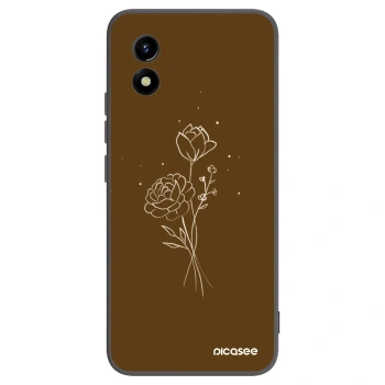 Picasee crna silikonska maskica za Vivo Y01 - Brown flowers