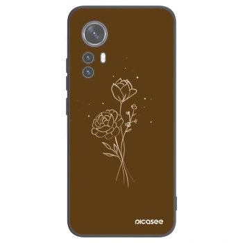 Picasee crna silikonska maskica za Xiaomi 12X - Brown flowers
