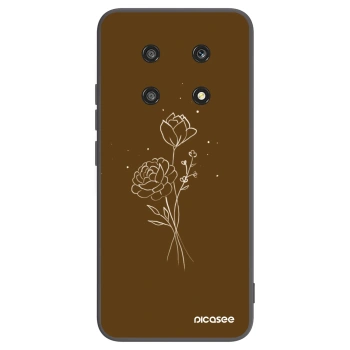 Picasee crna silikonska maskica za Honor Magic4 Lite 5G - Brown flowers
