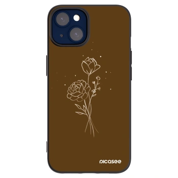 Picasee crna silikonska maskica za Apple iPhone 14 - Brown flowers