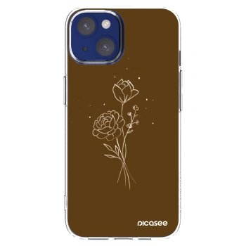 Picasee silikonska prozirna maskica za Apple iPhone 14 - Brown flowers