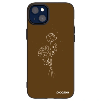 Picasee crna silikonska maskica za Apple iPhone 14 Plus - Brown flowers