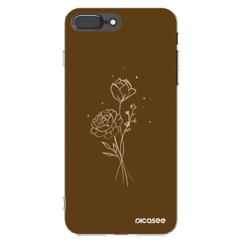 Picasee silikonska prozirna maskica za Apple iPhone 8 Plus - Brown flowers