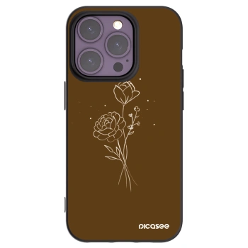 Picasee crna silikonska maskica za Apple iPhone 14 Pro - Brown flowers