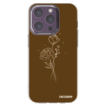 Picasee silikonska prozirna maskica za Apple iPhone 14 Pro - Brown flowers