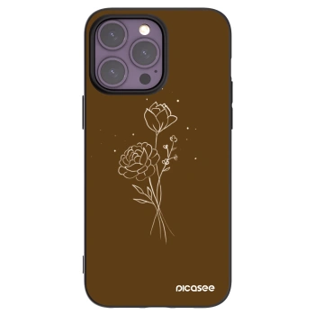 Picasee crna silikonska maskica za Apple iPhone 14 Pro Max - Brown flowers
