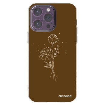Picasee silikonska prozirna maskica za Apple iPhone 14 Pro Max - Brown flowers