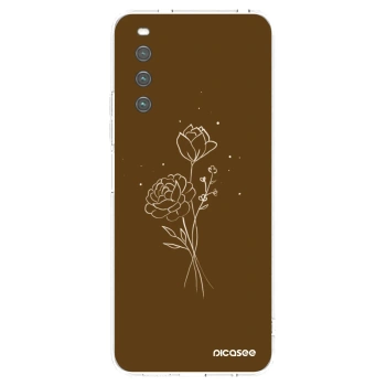 Picasee silikonska prozirna maskica za Sony Xperia 10 IV 5G - Brown flowers