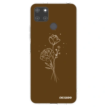 Picasee silikonska prozirna maskica za Realme C21Y - Brown flowers