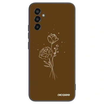 Picasee crna silikonska maskica za Samsung Galaxy M13 M135F - Brown flowers