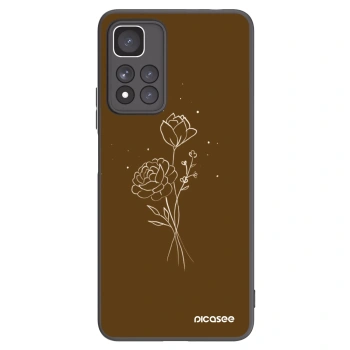Picasee crna silikonska maskica za Xiaomi Redmi Note 11 Pro+ 5G - Brown flowers