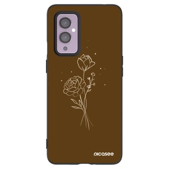 Picasee crna silikonska maskica za OnePlus 9 - Brown flowers