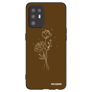 Picasee crna silikonska maskica za OPPO A94 5G - Brown flowers