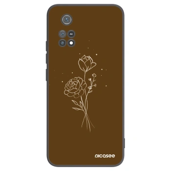 Picasee crna silikonska maskica za Xiaomi Poco M4 Pro - Brown flowers