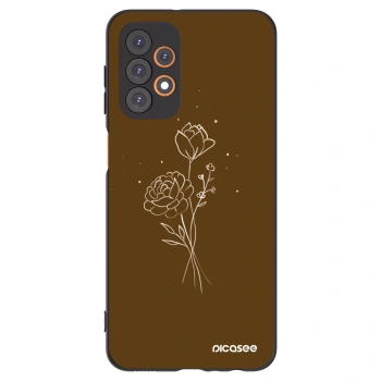 Picasee crna silikonska maskica za Samsung Galaxy A23 A235F 4G - Brown flowers