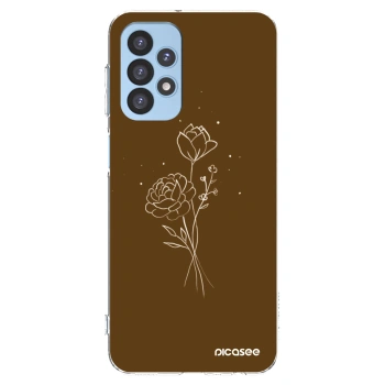 Picasee silikonska prozirna maskica za Samsung Galaxy A23 A235F 4G - Brown flowers