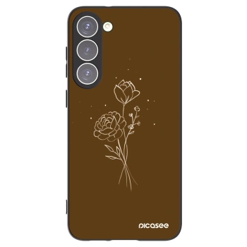 Picasee crna silikonska maskica za Samsung Galaxy S23+ 5G - Brown flowers