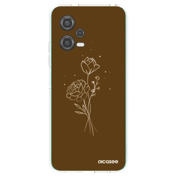 Picasee silikonska prozirna maskica za Xiaomi Poco X5 - Brown flowers