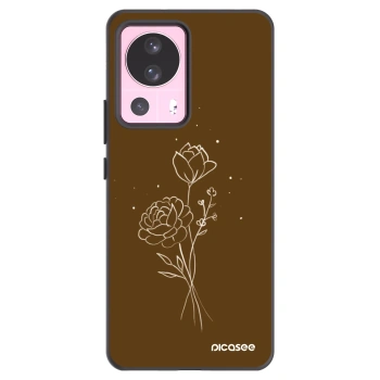 Picasee crna silikonska maskica za Xiaomi 13 Lite - Brown flowers