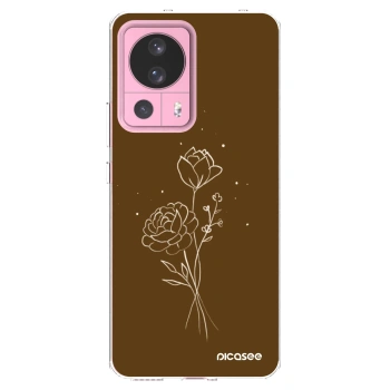 Picasee silikonska prozirna maskica za Xiaomi 13 Lite - Brown flowers