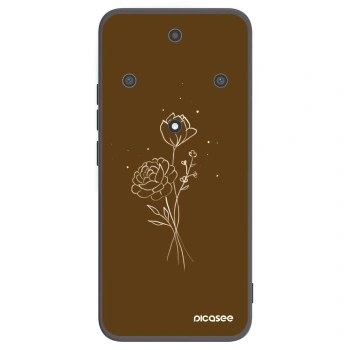 Picasee crna silikonska maskica za Honor Magic5 Lite 5G - Brown flowers