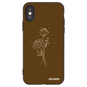 Picasee crna silikonska maskica za Apple iPhone X/XS - Brown flowers