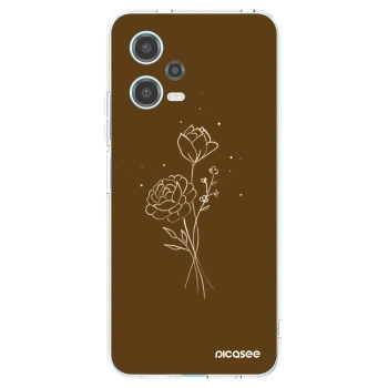 Picasee silikonska prozirna maskica za Xiaomi Redmi Note 12 5G - Brown flowers