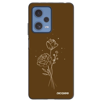 Picasee crna silikonska maskica za Xiaomi Redmi Note 12 Pro 5G - Brown flowers
