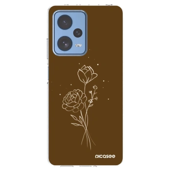 Picasee silikonska prozirna maskica za Xiaomi Redmi Note 12 Pro 5G - Brown flowers