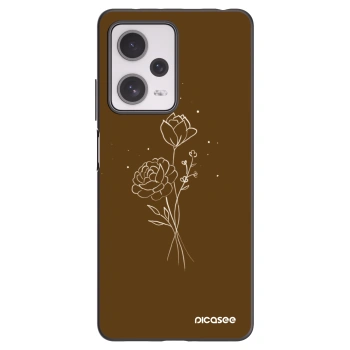 Picasee crna silikonska maskica za Xiaomi Redmi Note 12 Pro+ 5G - Brown flowers