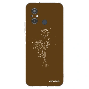 Picasee silikonska prozirna maskica za Xiaomi Redmi 12C - Brown flowers