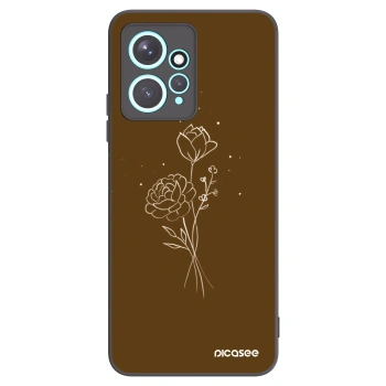 Picasee crna silikonska maskica za Xiaomi Redmi Note 12 4G - Brown flowers