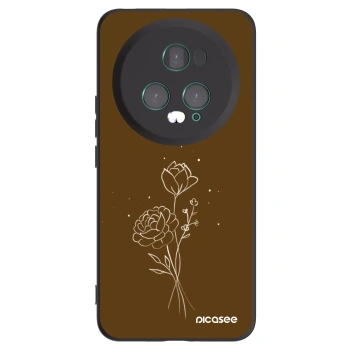 Picasee crna silikonska maskica za Honor Magic5 Pro - Brown flowers