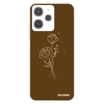 Picasee silikonska prozirna maskica za Xiaomi Redmi 12 4G - Brown flowers