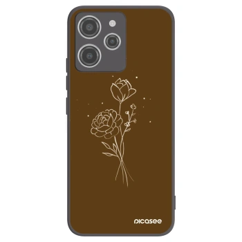Picasee crna silikonska maskica za Xiaomi Redmi 12 4G - Brown flowers
