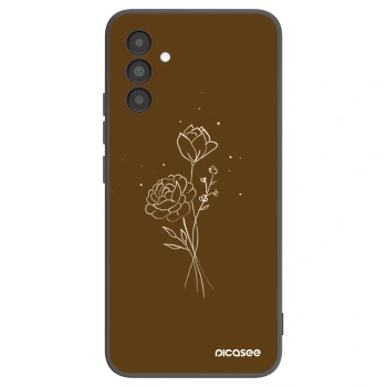 Picasee crna silikonska maskica za Samsung Galaxy A04s A047F - Brown flowers