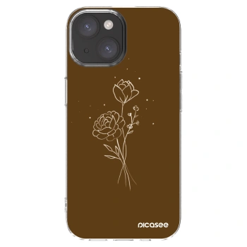 Picasee silikonska prozirna maskica za Apple iPhone 15 - Brown flowers