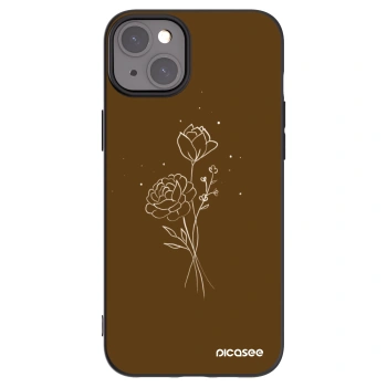 Picasee crna silikonska maskica za Apple iPhone 15 Plus - Brown flowers