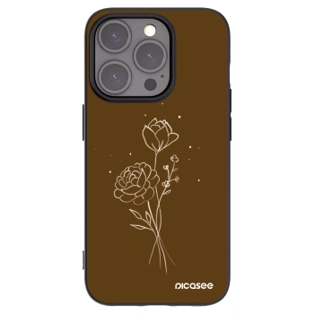 Picasee crna silikonska maskica za Apple iPhone 15 Pro - Brown flowers