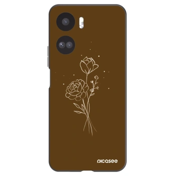 Picasee crna silikonska maskica za Honor 90 Lite 5G - Brown flowers