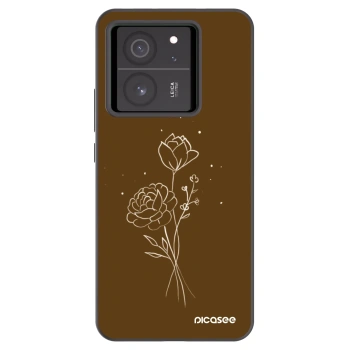 Picasee crna silikonska maskica za Xiaomi 13T - Brown flowers