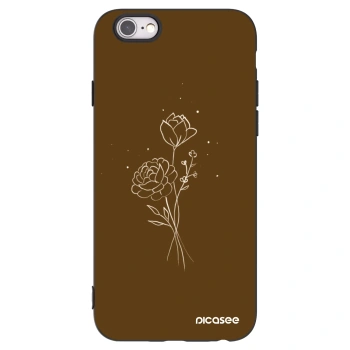 Picasee crna silikonska maskica za Apple iPhone 6/6S - Brown flowers
