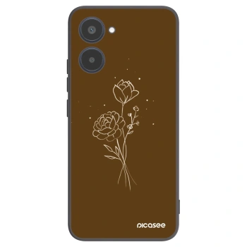 Picasee crna silikonska maskica za Realme 10 4G - Brown flowers