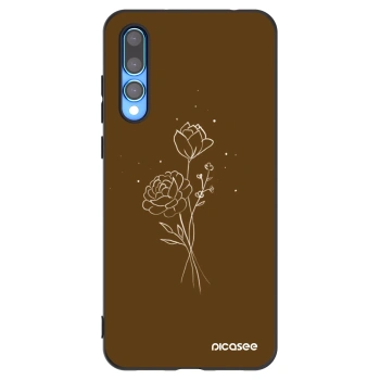 Picasee crna silikonska maskica za Huawei P20 Pro - Brown flowers