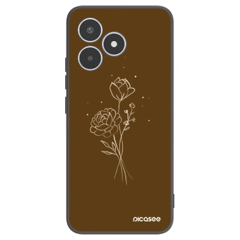 Picasee crna silikonska maskica za Realme C53 - Brown flowers