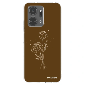 Picasee silikonska prozirna maskica za Honor X7a - Brown flowers