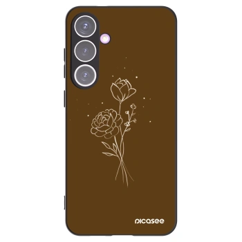 Picasee crna silikonska maskica za Samsung Galaxy S24+ S926B 5G - Brown flowers