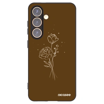 Picasee crna silikonska maskica za Samsung Galaxy S24 S921B 5G - Brown flowers